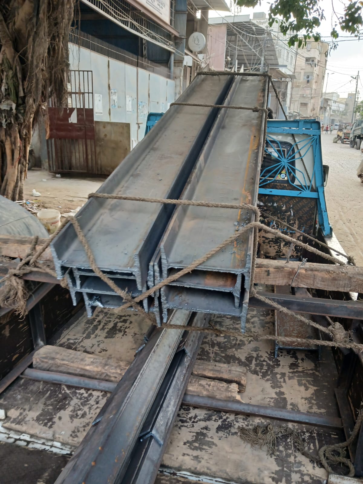 H-beams loaded for delivery