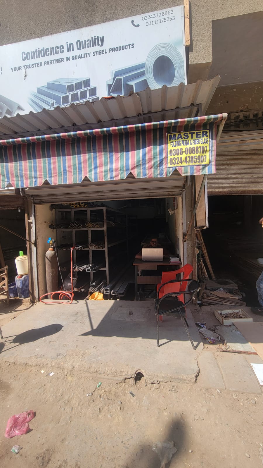 Taheri Enterprises steel shop in Old Haji Camp, Karachi